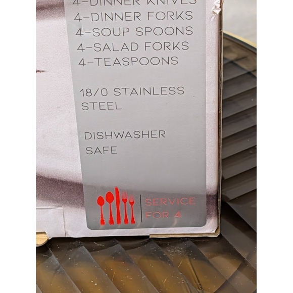 EuroHome 20 Piece Set Service for 4 18/0 Stainless Steel Hammered Silverware New - Picture 6 of 6